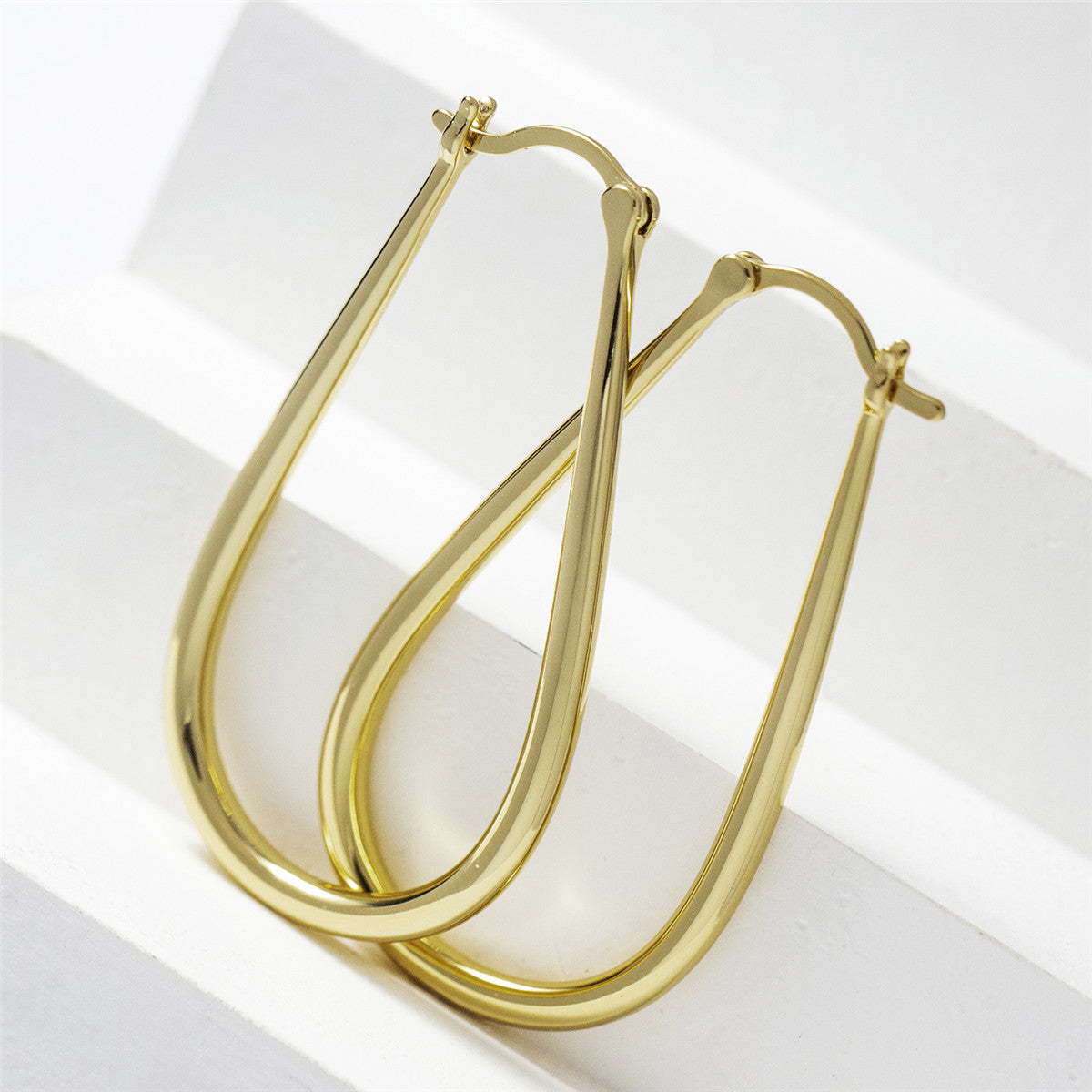 Beatrice 18k White Gold Plated 24mm U-Shaped Hoop Earrings