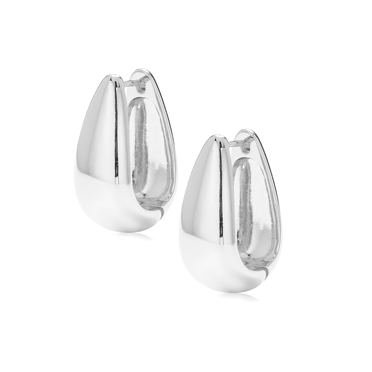 Salma 18k White Gold Plated 15mm Chunky U-Shaped Hoop Earrings