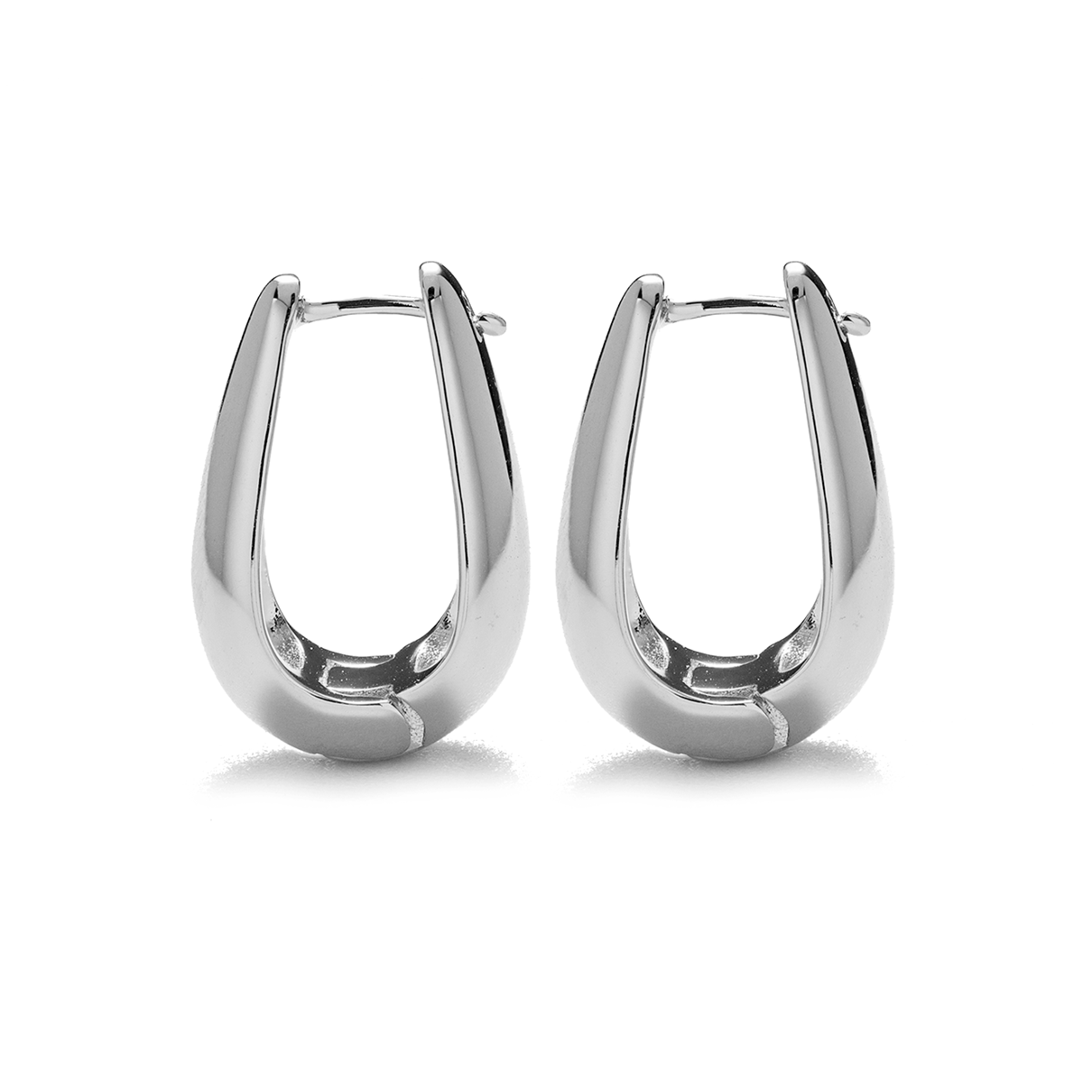 Salma 18k White Gold Plated 15mm Chunky U-Shaped Hoop Earrings