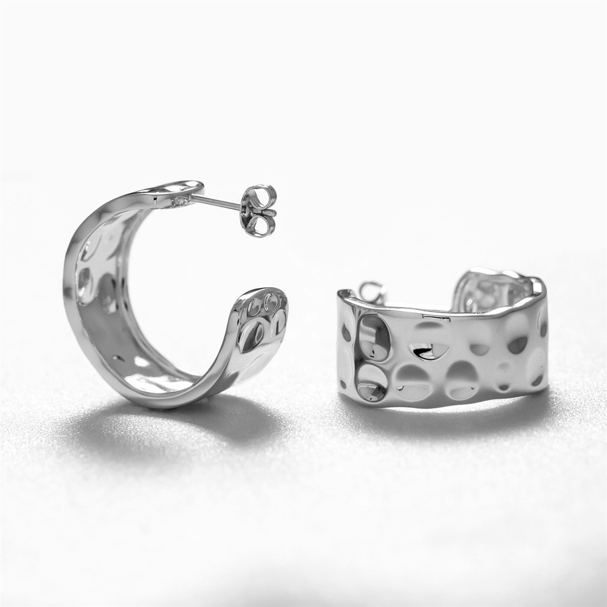 Letty 18k White Gold Plated 21mm Half Hoop Earrings