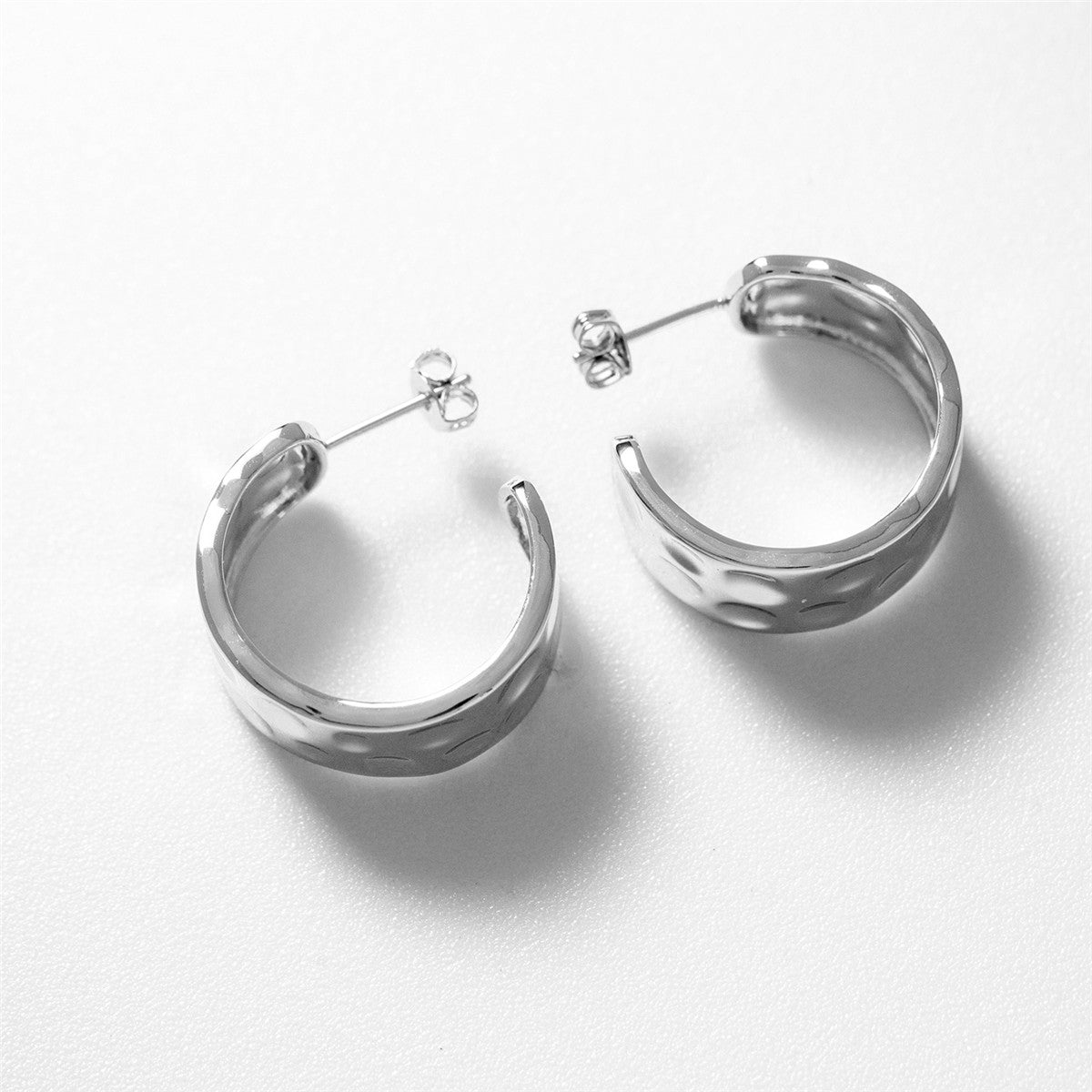 Letty 18k White Gold Plated 21mm Half Hoop Earrings