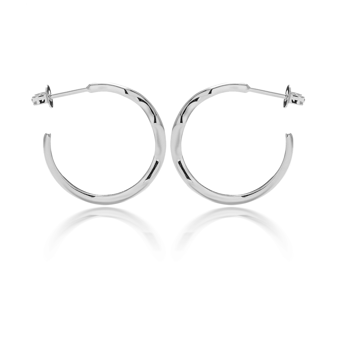 Serena 18k White Gold Plated 22mm Wavy Hoop Earrings