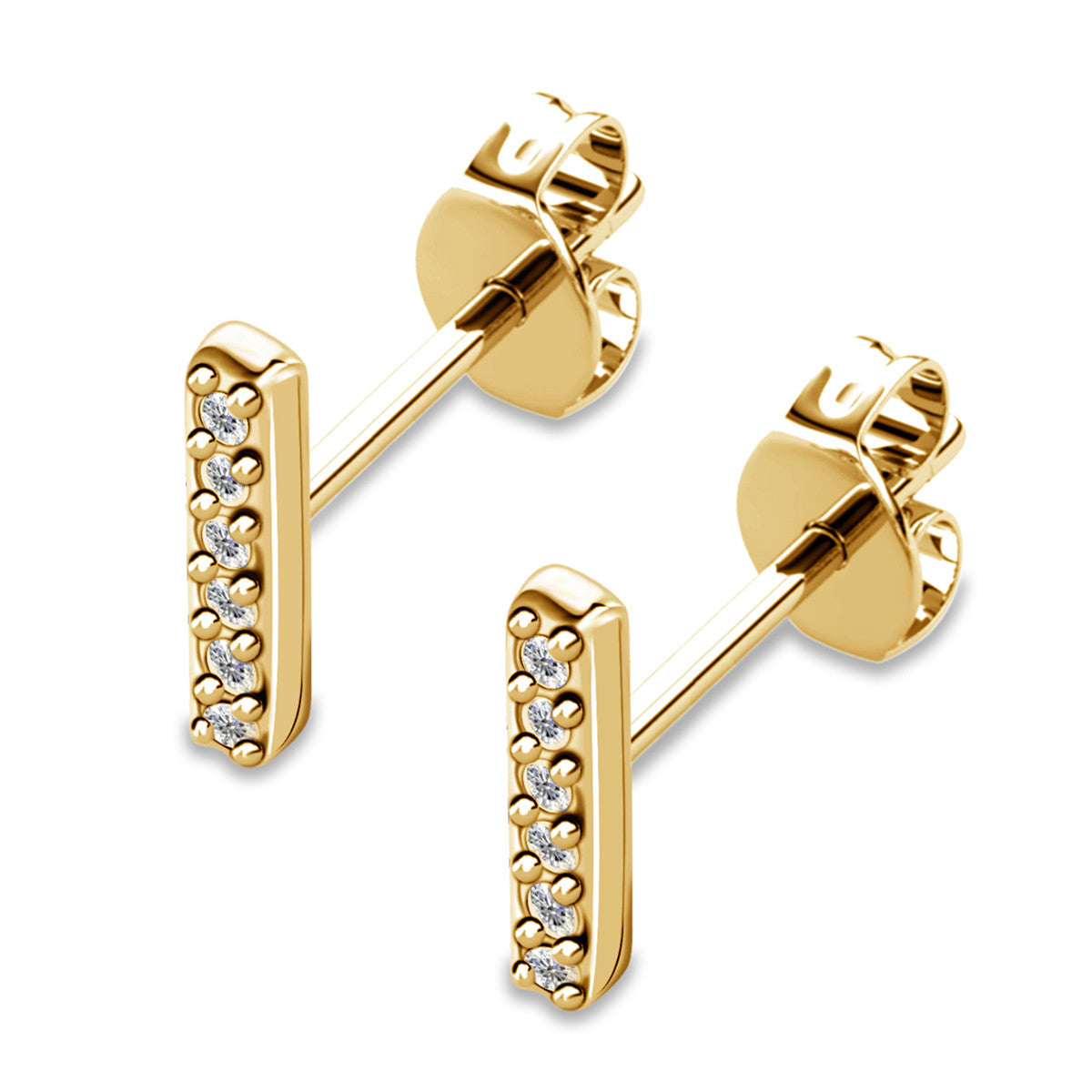 Hayden 18k White Gold Plated Linear Drop Earrings with Swarovski Crystals