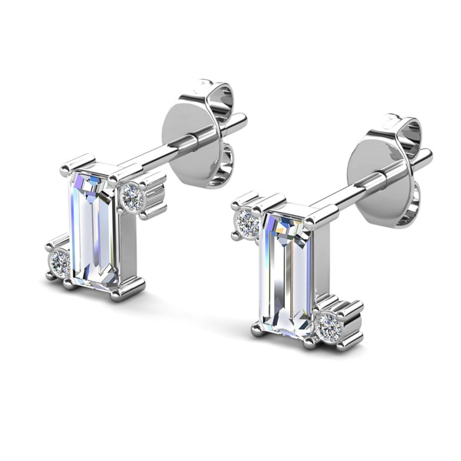 Kimberly 18k White Gold Plated Solitaire Stud Earrings with Swarovski Crystals