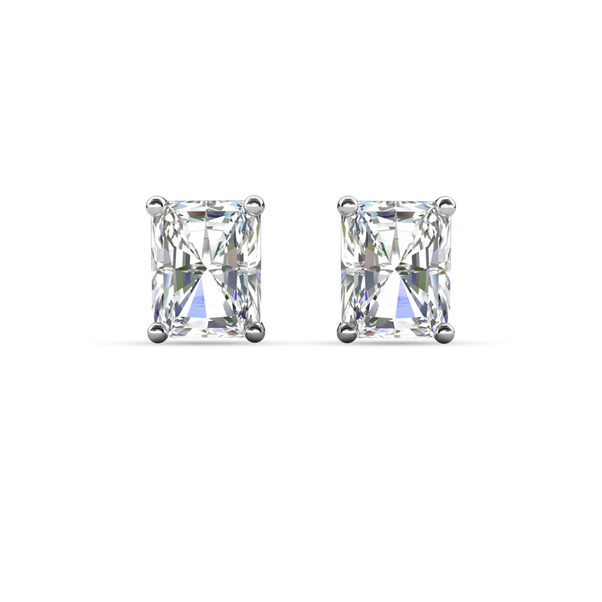 Mia 18k White Gold Plated Sterling Silver Stud Earrings with Simulated Diamond Crystals