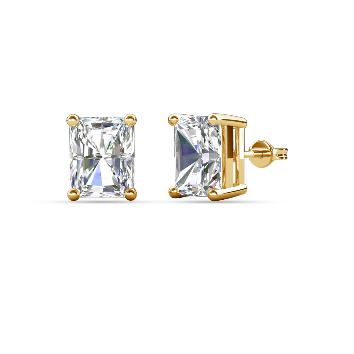 Mia 18k White Gold Plated Sterling Silver Stud Earrings with Simulated Diamond Crystals