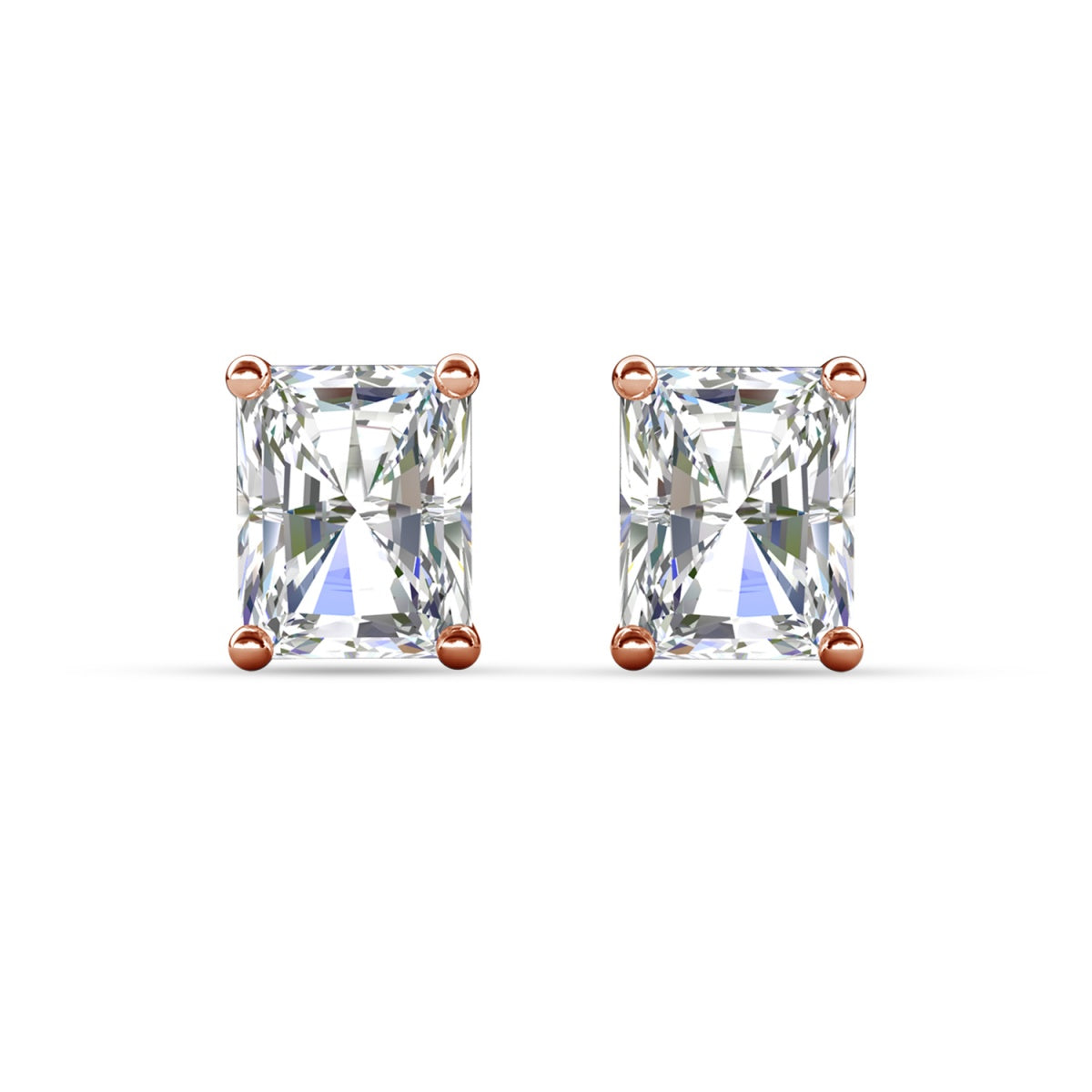 Mia 18k White Gold Plated Sterling Silver Stud Earrings with Simulated Diamond Crystals