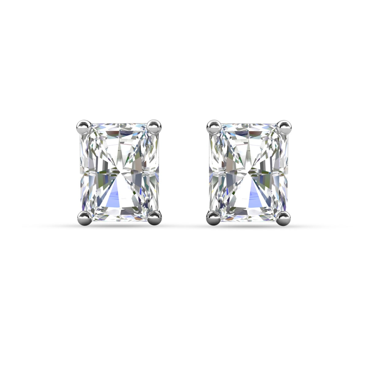 Mia 18k White Gold Plated Sterling Silver Stud Earrings with Simulated Diamond Crystals