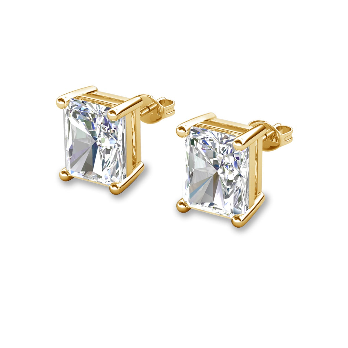 Mia 18k White Gold Plated Sterling Silver Stud Earrings with Simulated Diamond Crystals