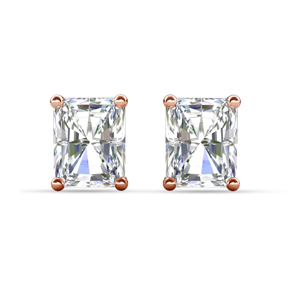 Mia 18k White Gold Plated Sterling Silver Stud Earrings with Simulated Diamond Crystals