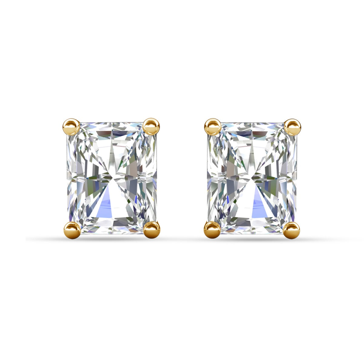 Mia 18k White Gold Plated Sterling Silver Stud Earrings with Simulated Diamond Crystals