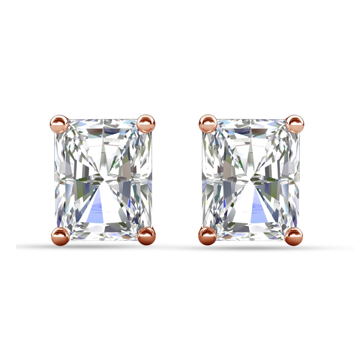 Mia 18k White Gold Plated Sterling Silver Stud Earrings with Simulated Diamond Crystals