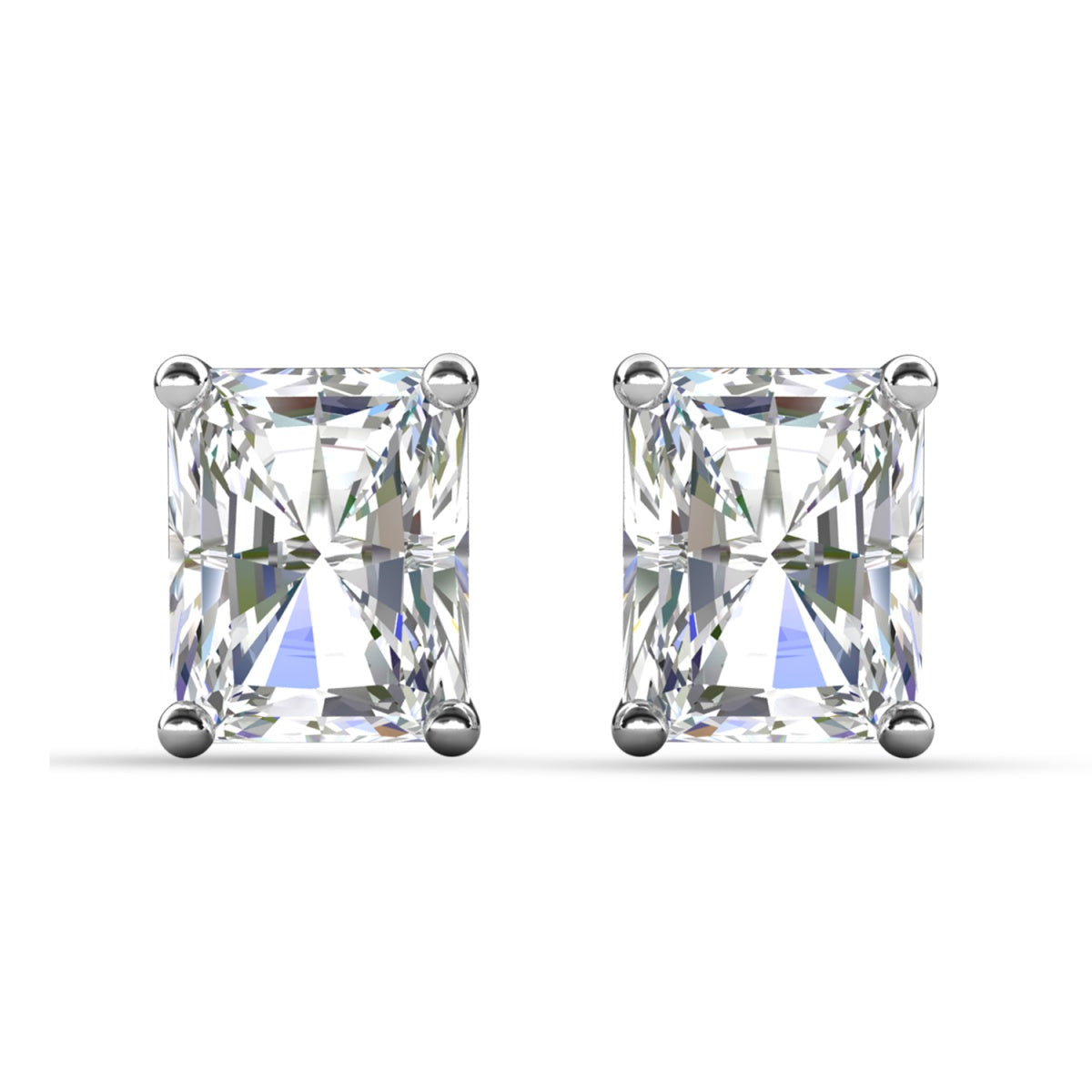 Mia 18k White Gold Plated Sterling Silver Stud Earrings with Simulated Diamond Crystals