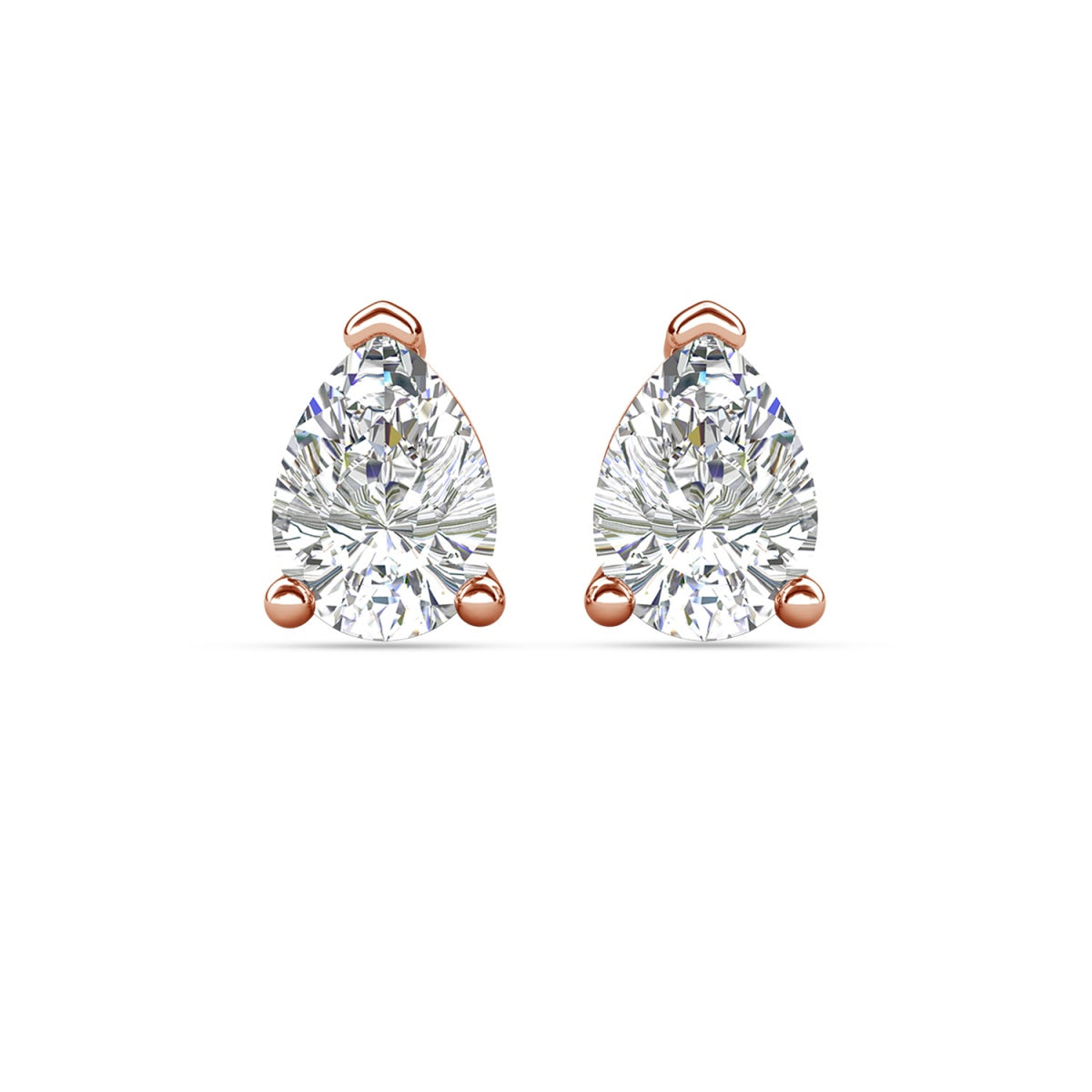 Mia 18k White Gold Plated Sterling Silver Stud Earrings with Simulated Diamond Crystals