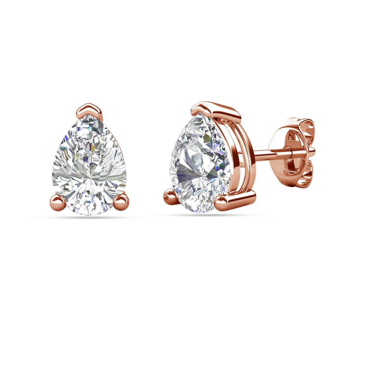 Mia 18k White Gold Plated Sterling Silver Stud Earrings with Simulated Diamond Crystals