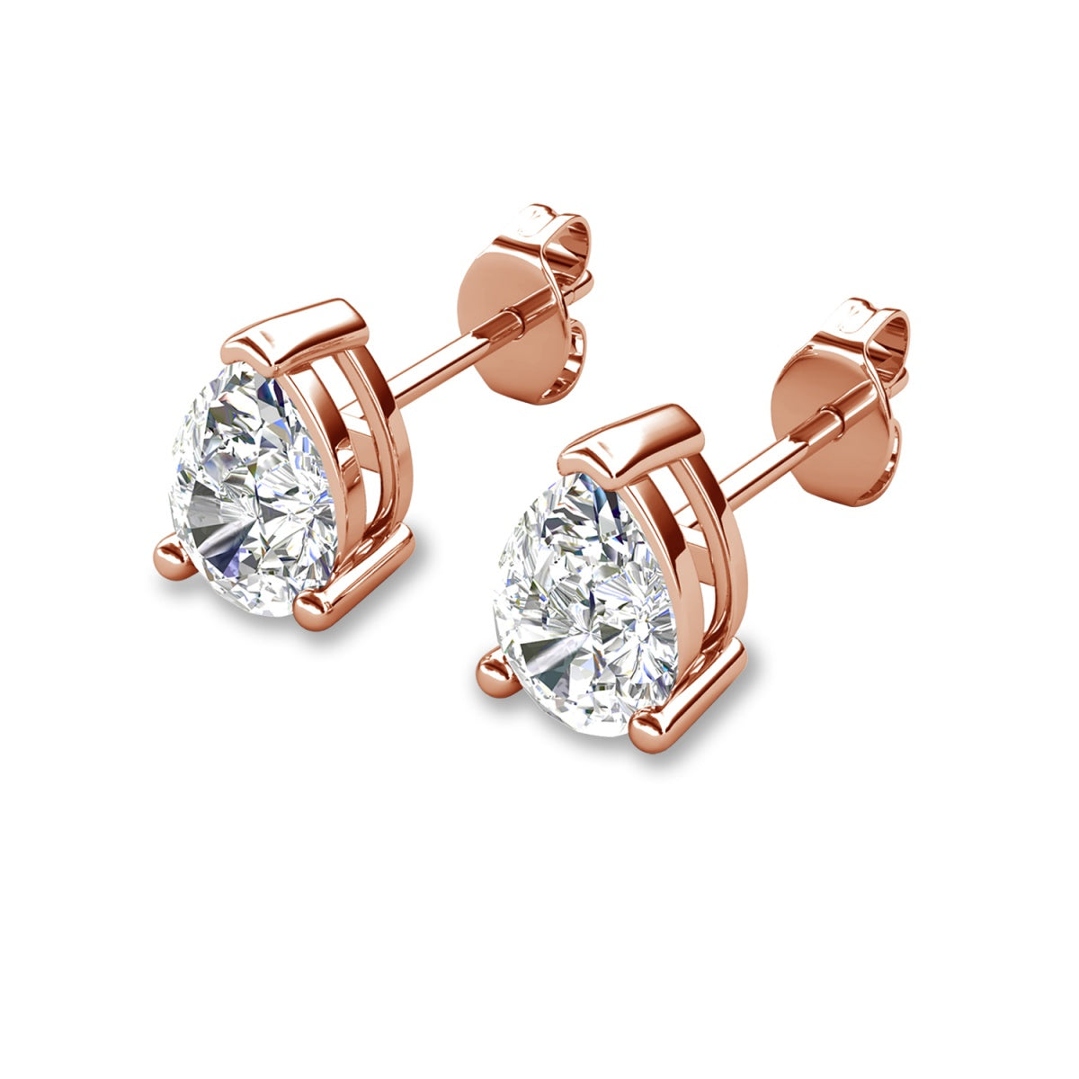 Mia 18k White Gold Plated Sterling Silver Stud Earrings with Simulated Diamond Crystals