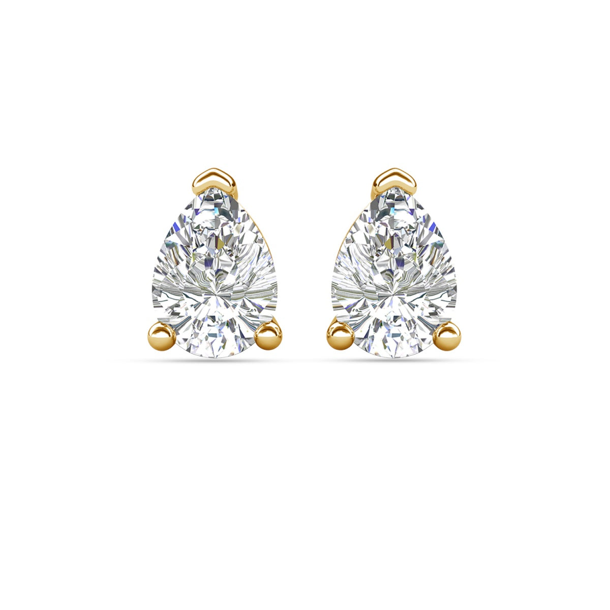 Mia 18k White Gold Plated Sterling Silver Stud Earrings with Simulated Diamond Crystals