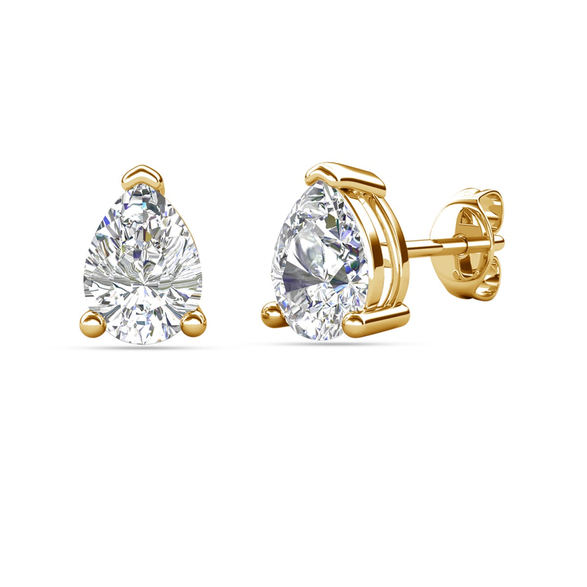 Mia 18k White Gold Plated Sterling Silver Stud Earrings with Simulated Diamond Crystals