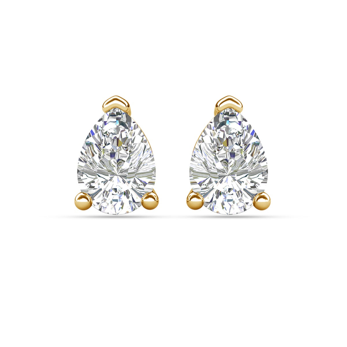 Mia 18k White Gold Plated Sterling Silver Stud Earrings with Simulated Diamond Crystals