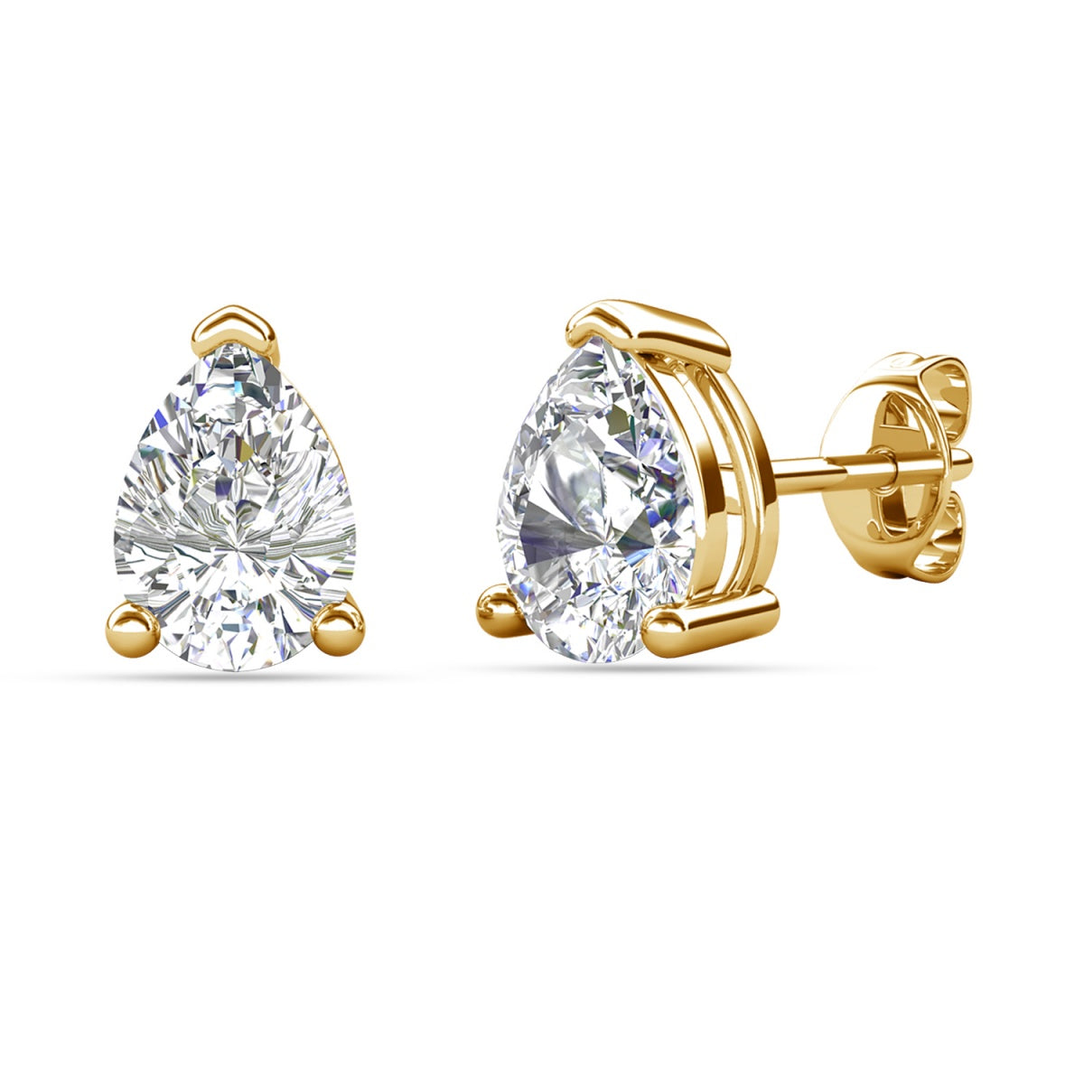 Mia 18k White Gold Plated Sterling Silver Stud Earrings with Simulated Diamond Crystals