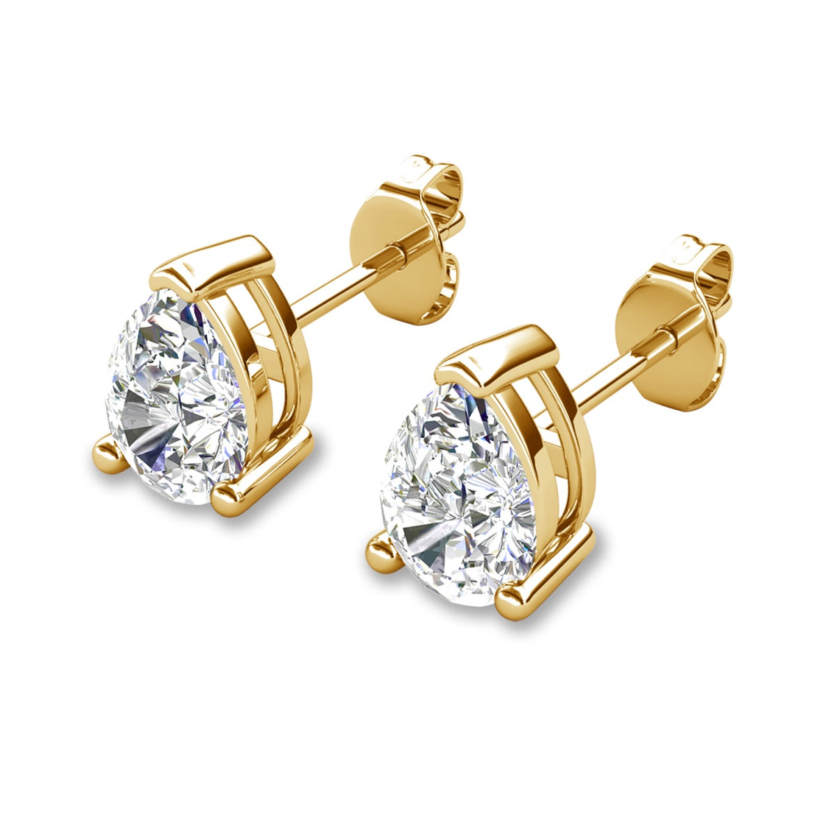 Mia 18k White Gold Plated Sterling Silver Stud Earrings with Simulated Diamond Crystals