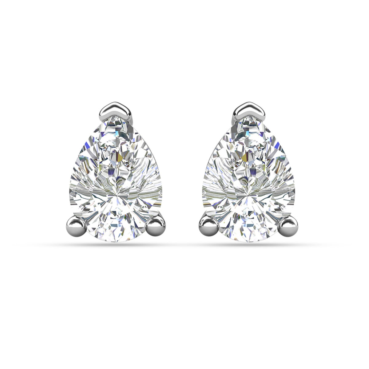 Mia 18k White Gold Plated Sterling Silver Stud Earrings with Simulated Diamond Crystals