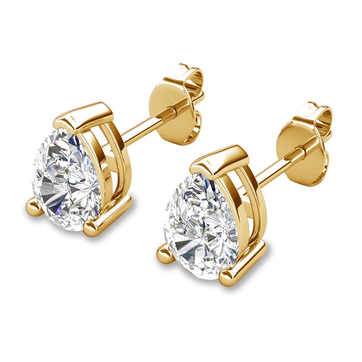 Mia 18k White Gold Plated Sterling Silver Stud Earrings with Simulated Diamond Crystals