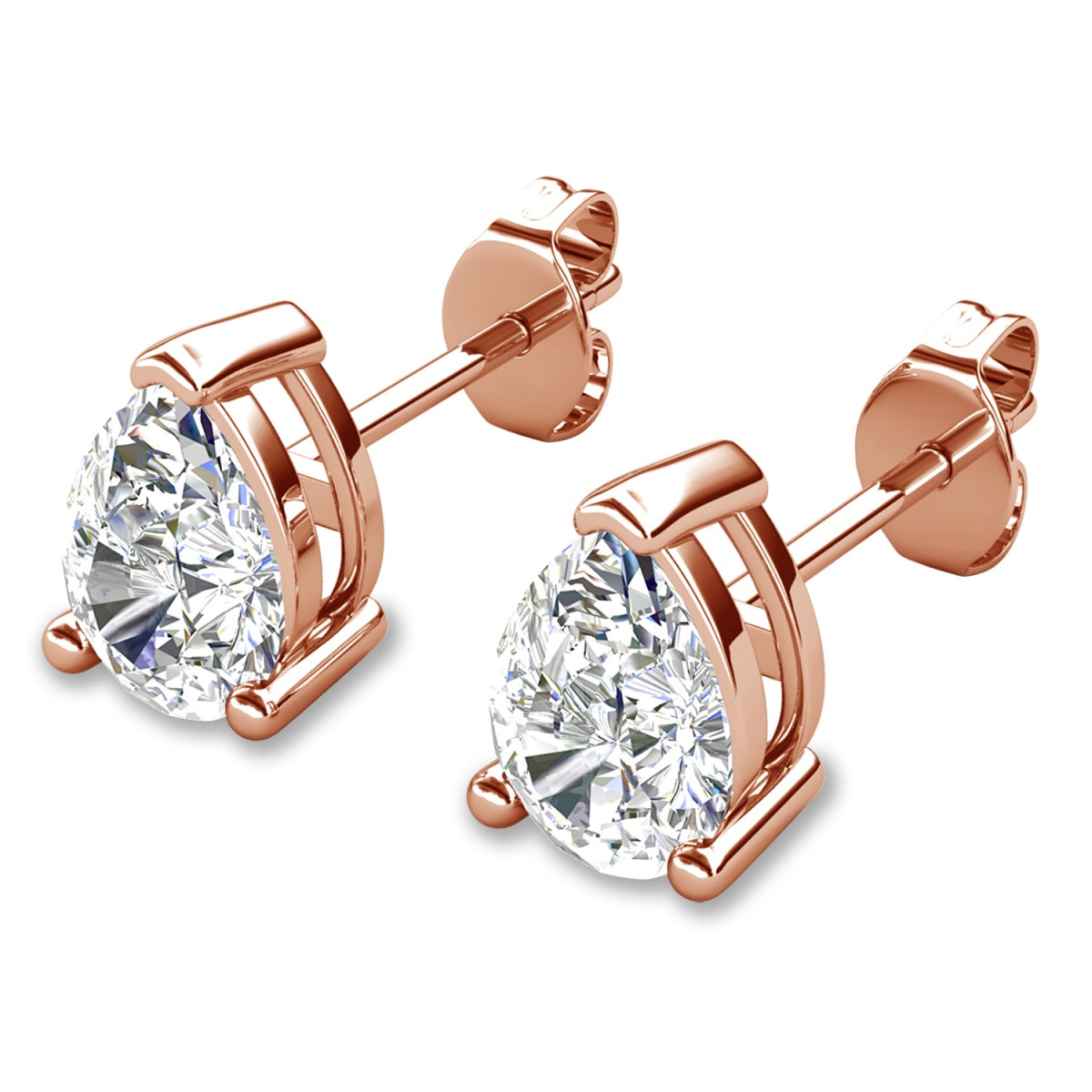 Mia 18k White Gold Plated Sterling Silver Stud Earrings with Simulated Diamond Crystals