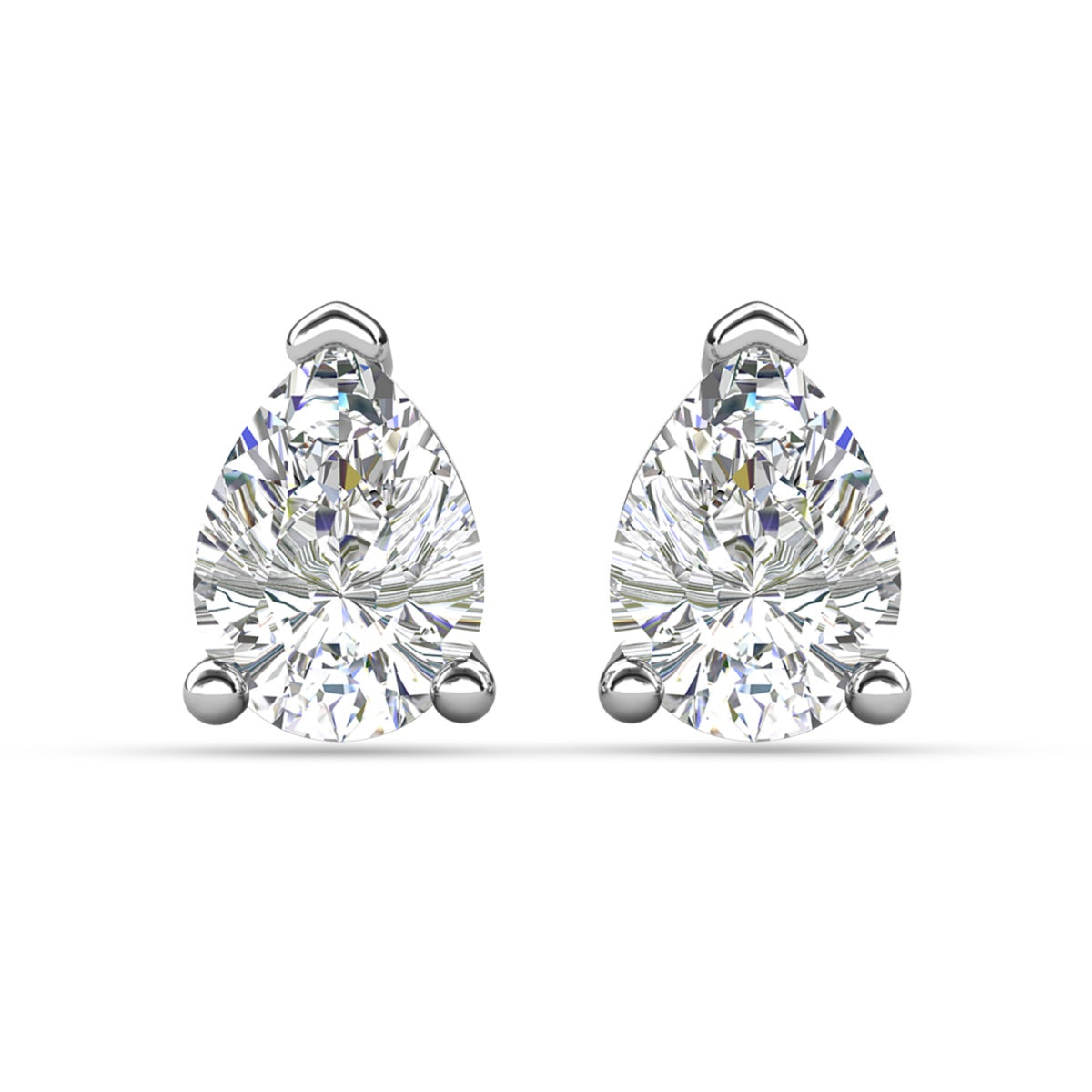 Mia 18k White Gold Plated Sterling Silver Stud Earrings with Simulated Diamond Crystals