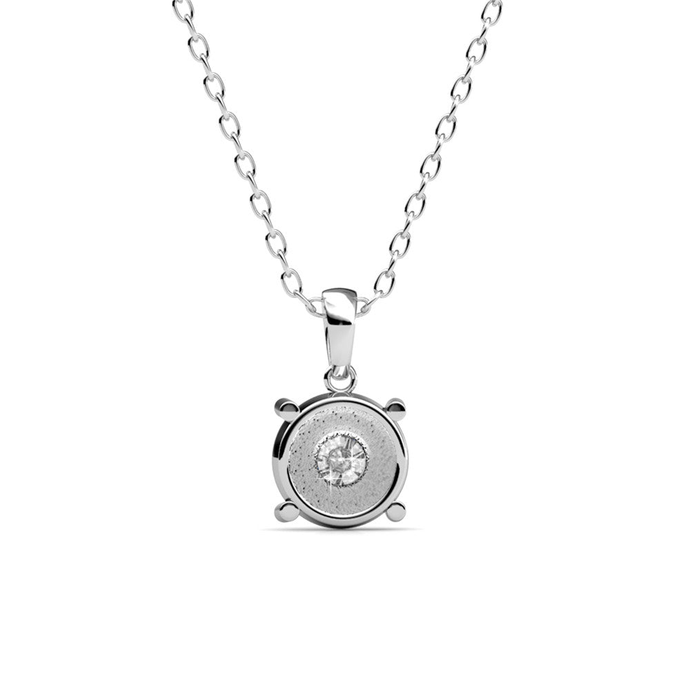 Raylee 18k White Gold Plated Halo Pendant Necklace with Swarovski Crystals