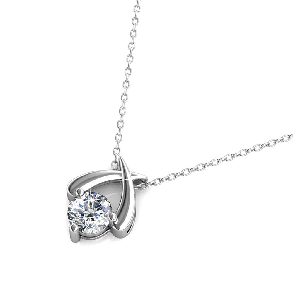 Eloise 18k White Gold Plated Pendant Necklace with Round Cut Swarovski Crystal