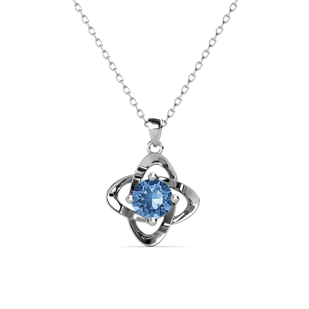 Infinity December Birthstone Blue Topaz Necklace, 18k White Gold Plated Silver Birthstone Crystal Necklace