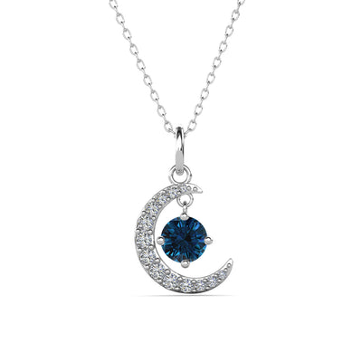 Luna 生日石项链 18k 白金镀圆形切割水晶