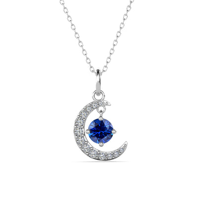 Luna 生日石项链 18k 白金镀圆形切割水晶