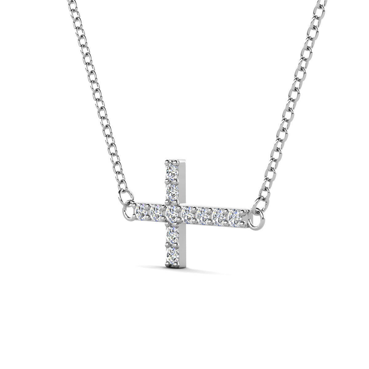 Joy 18k White Gold Plated Cross Necklace & Blessed by Faith Pink Envelope Card