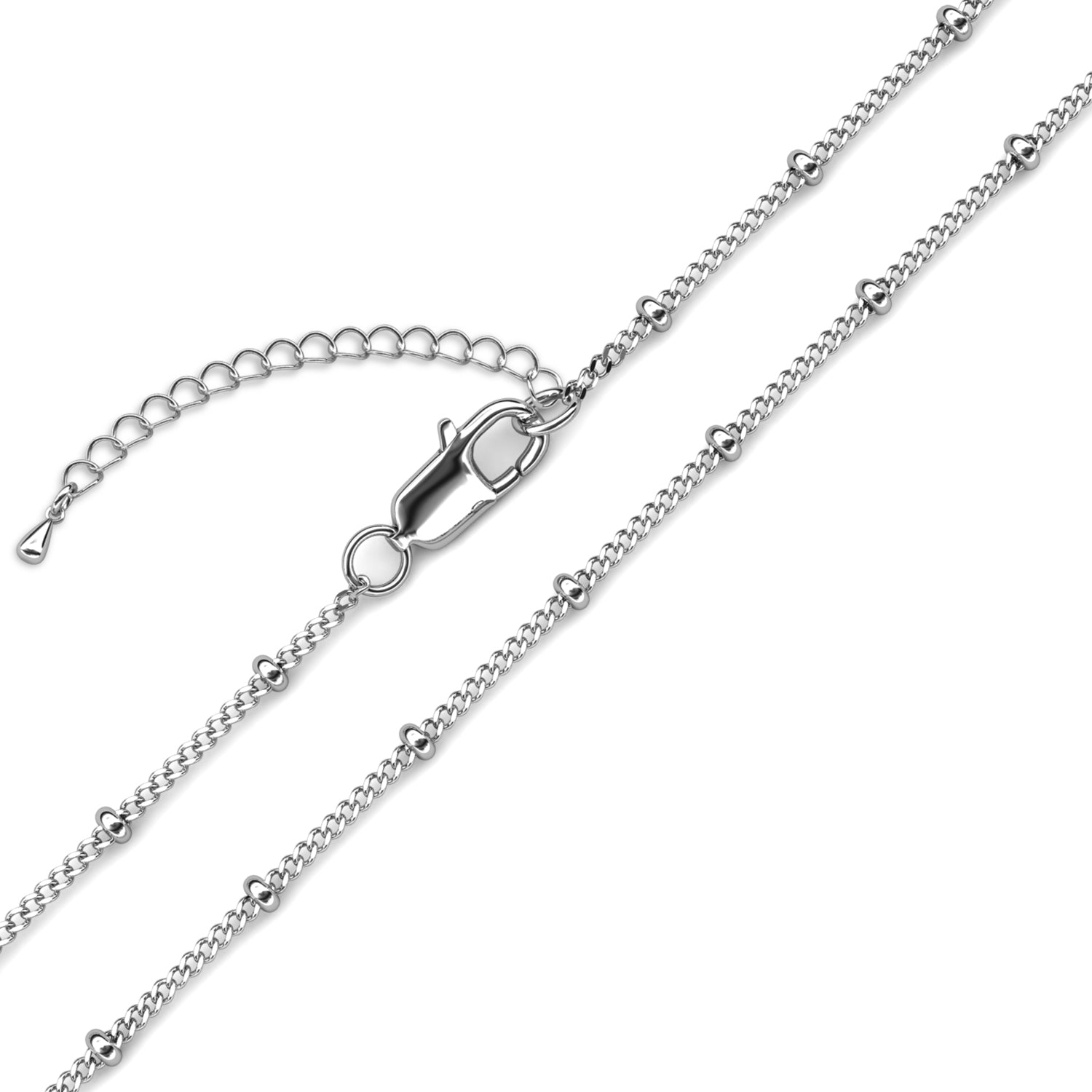 Pria 18k White Gold Plated Bead Station Chain Necklace