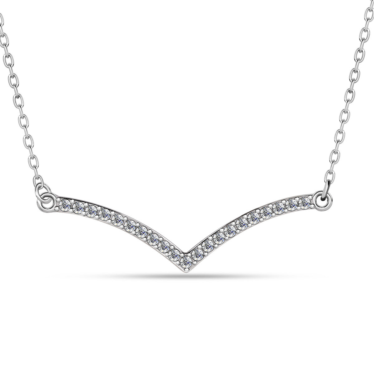 Hope 18k White Gold Plated V Pendant Necklace & Strength and Peace Boho Card