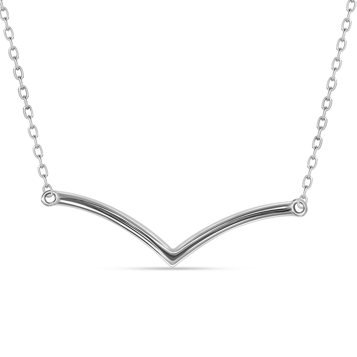 Hope 18k White Gold Plated V Pendant Linear Necklace with Swarovski Crystals