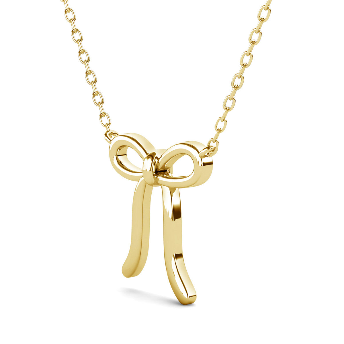 Lola 18k White Gold Plated Ribbon/Bow Pendant Necklace
