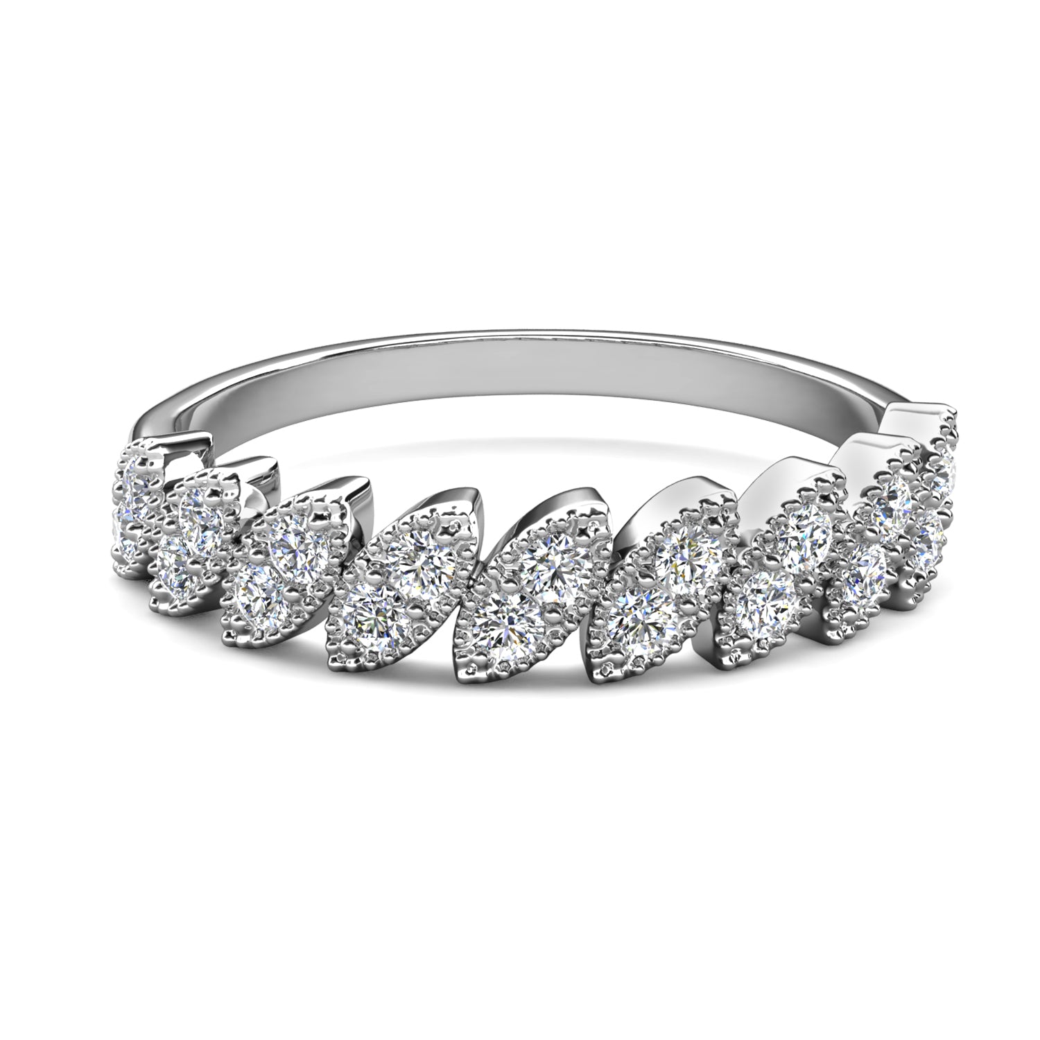 Tori 18k White Gold Plated Ring with Round Cut Swarovski Crystals
