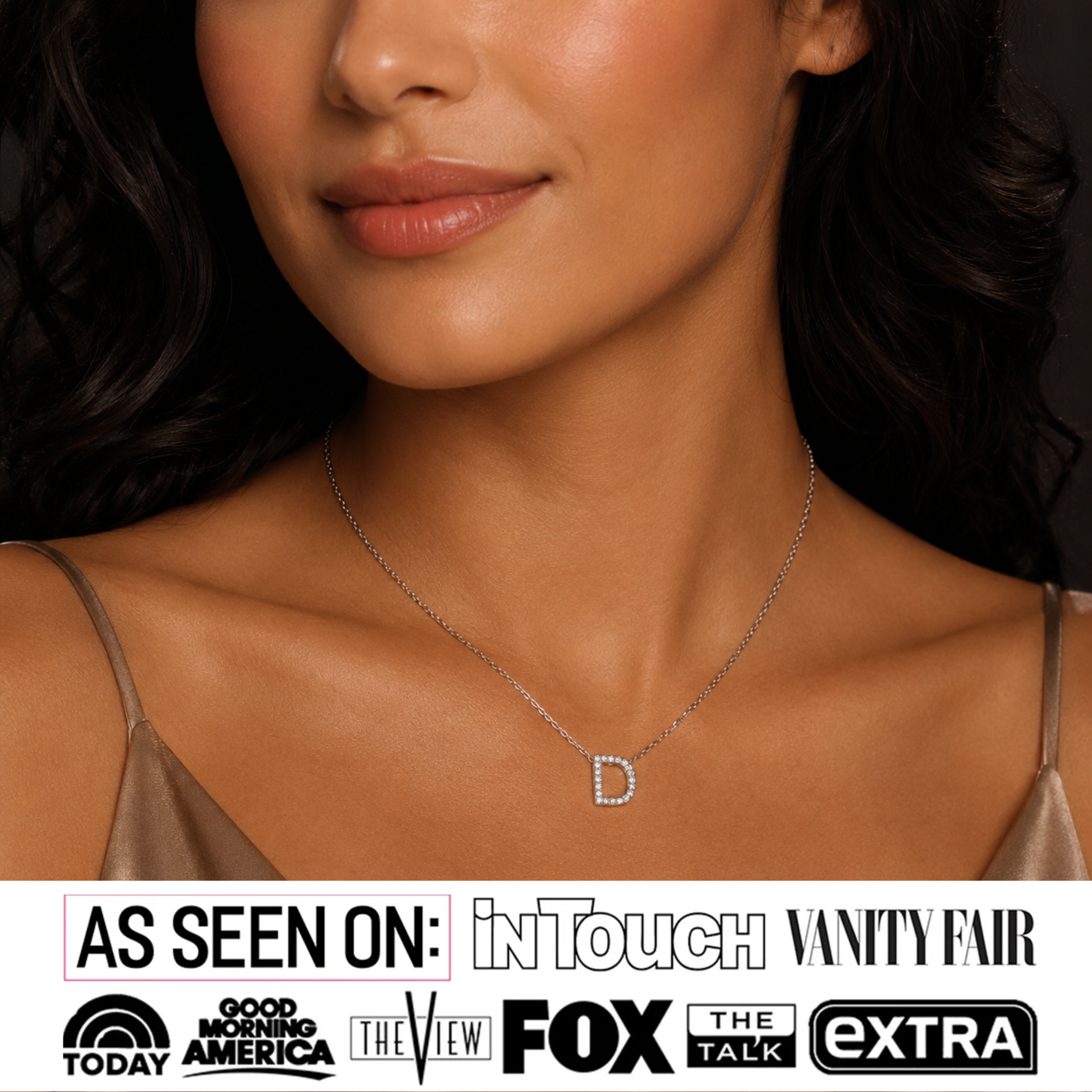 Ethereal Collection 18k White Gold Plated Initial Letter Pendant Necklace with Swarovski Crystals