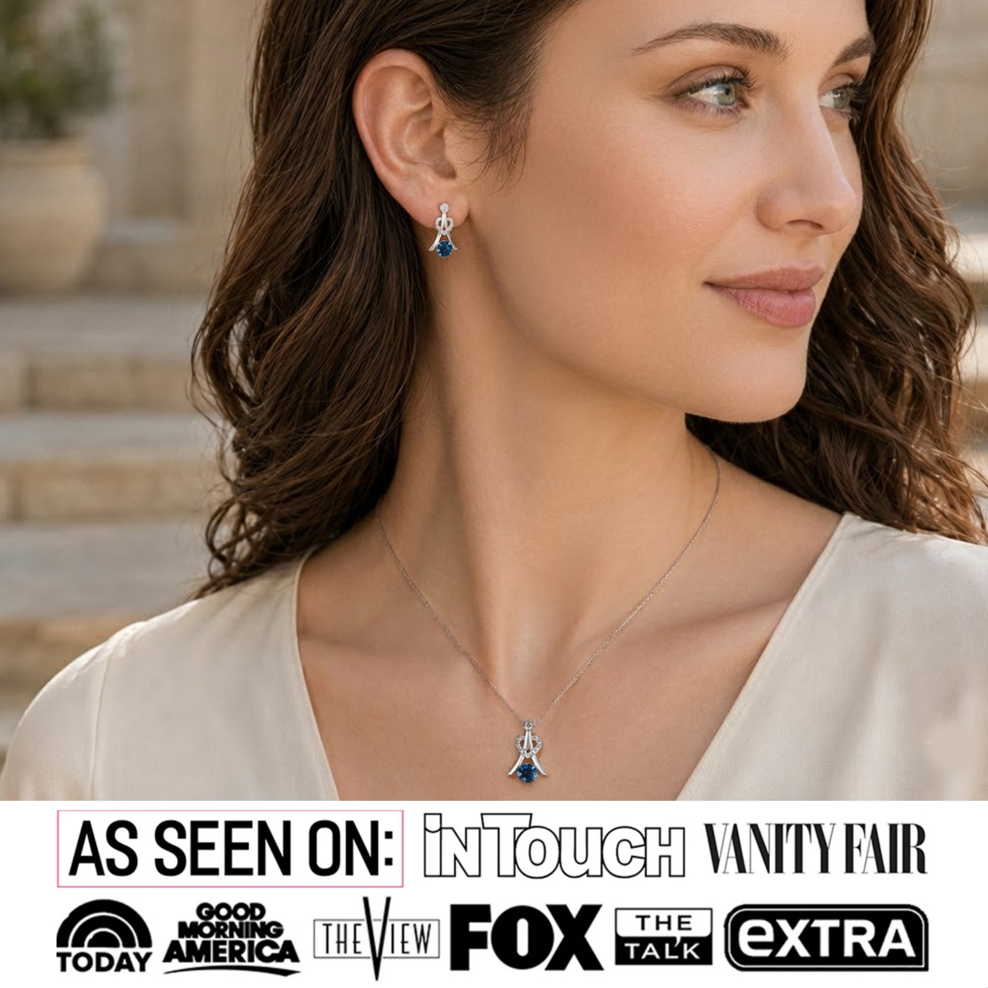 Serenity Birthstone 18k White Gold Plated Necklace with Round Cut Swarovski Crystals