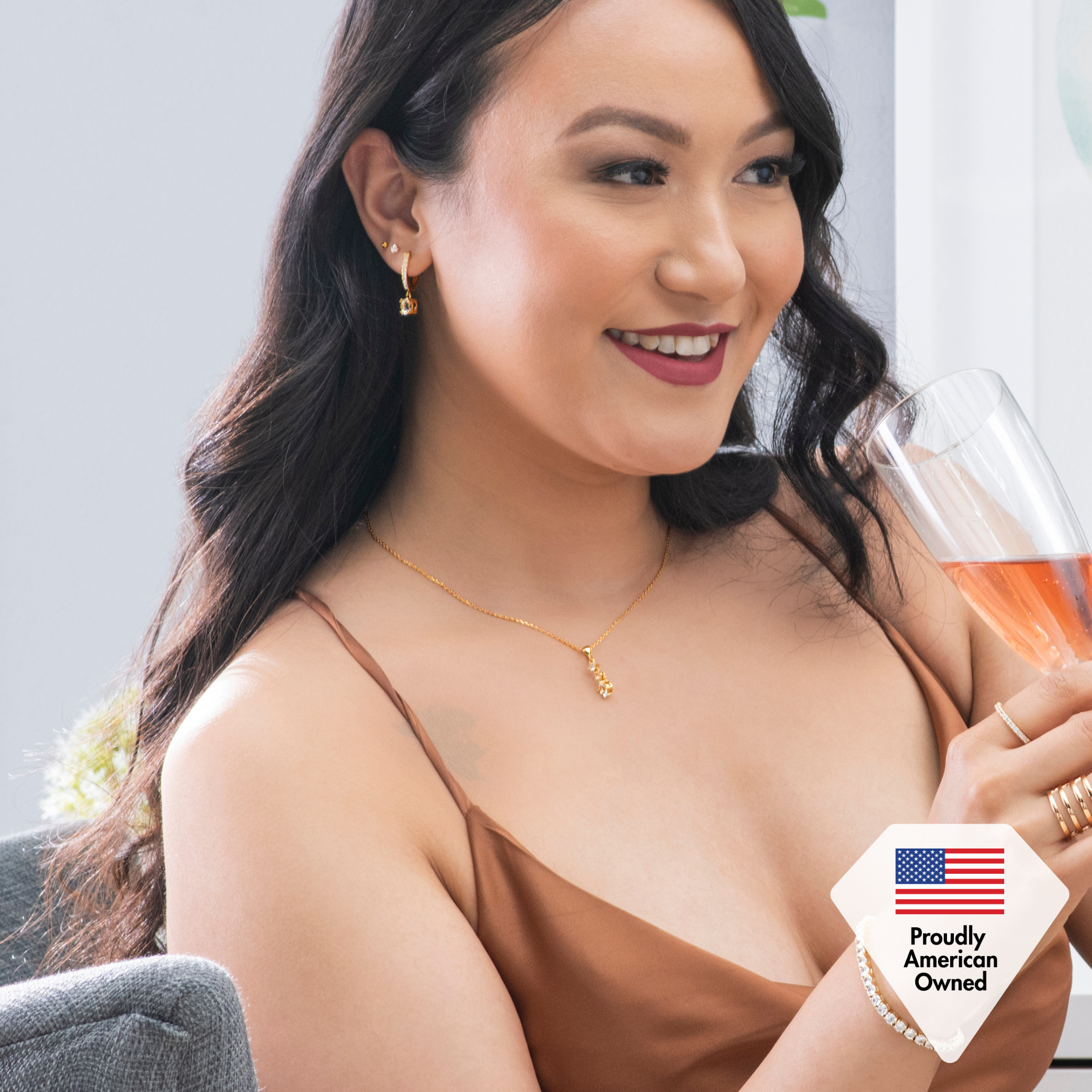 Delilah 18k White Gold Plated Drop Pendant Necklace with Swarovski Crystals