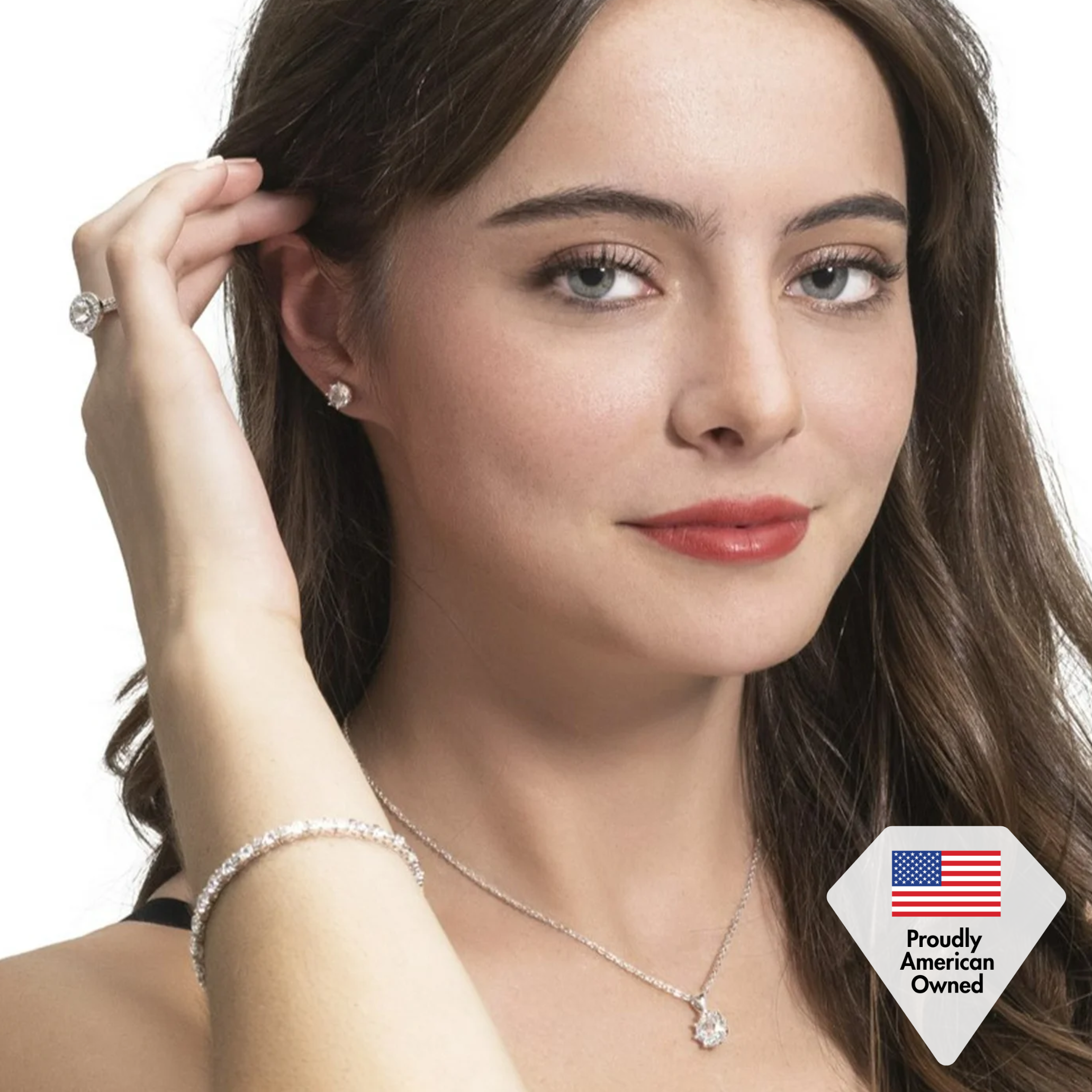 Eden 18k White Gold Plated Crystal Stud Earrings with Swarovski Crystals