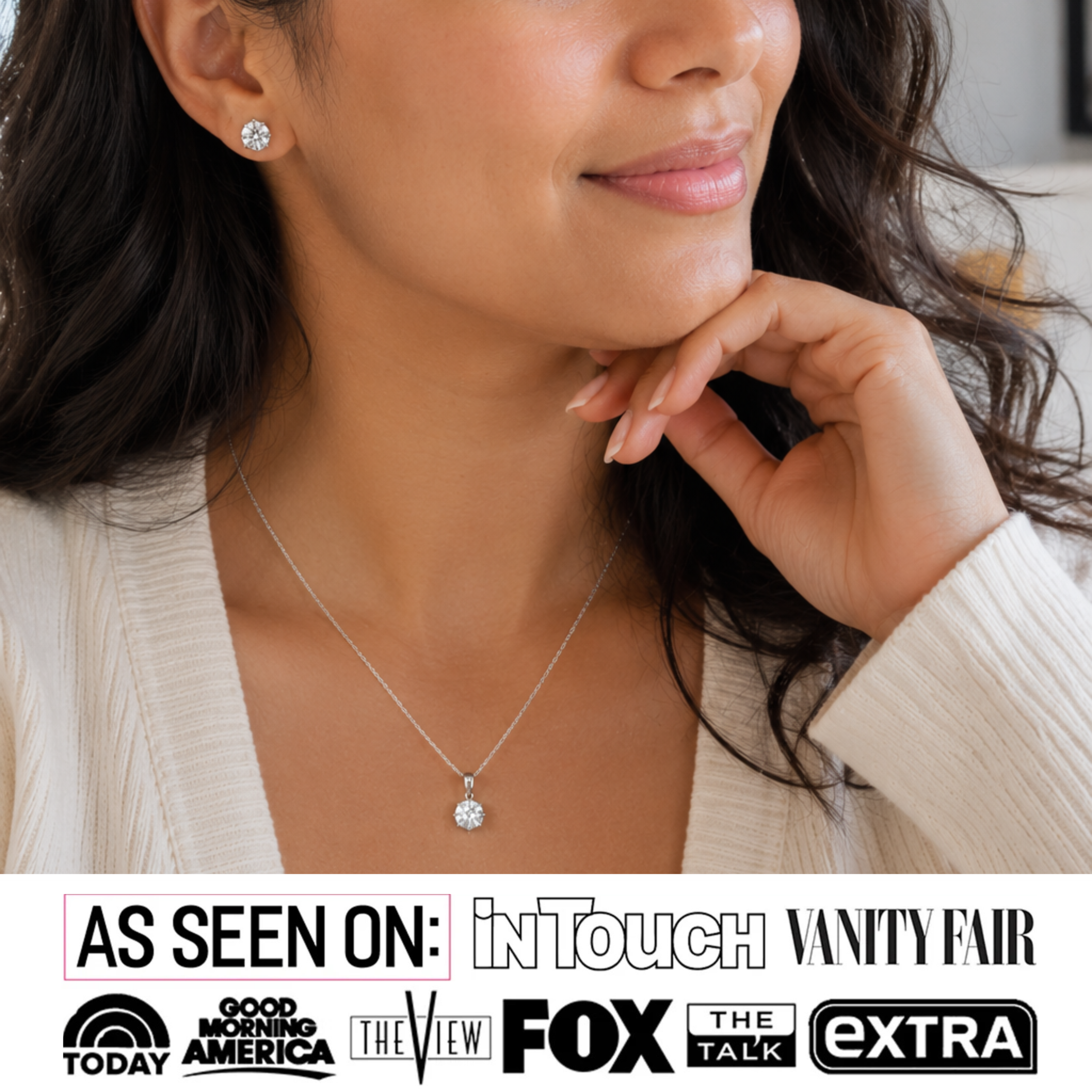 Eden 18k White Gold Plated Silver Necklace and Stud Earring Set with Swarovski Crystals