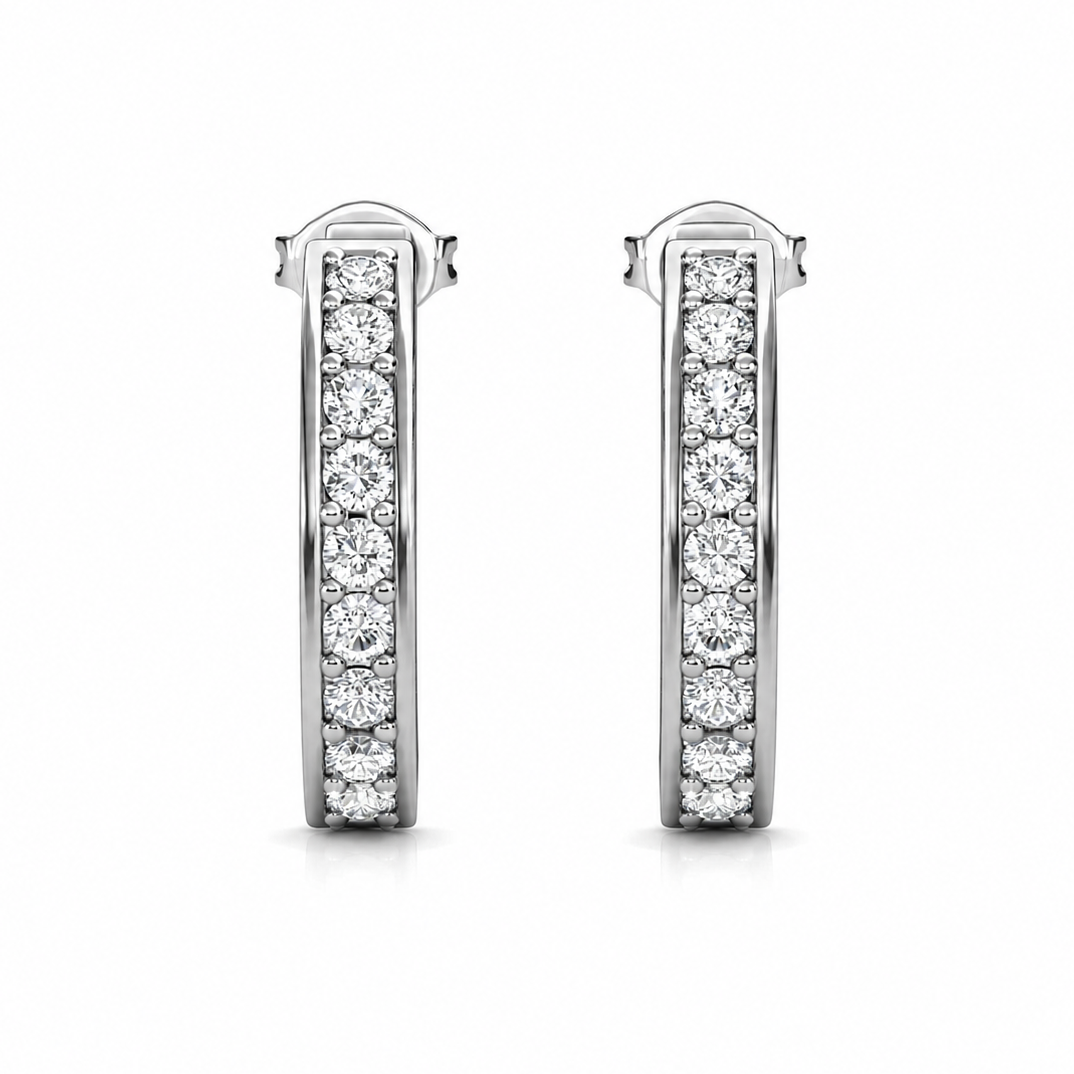 Erin 18k White Gold Plated Half Hoop Earrings with Swarovski Crystals