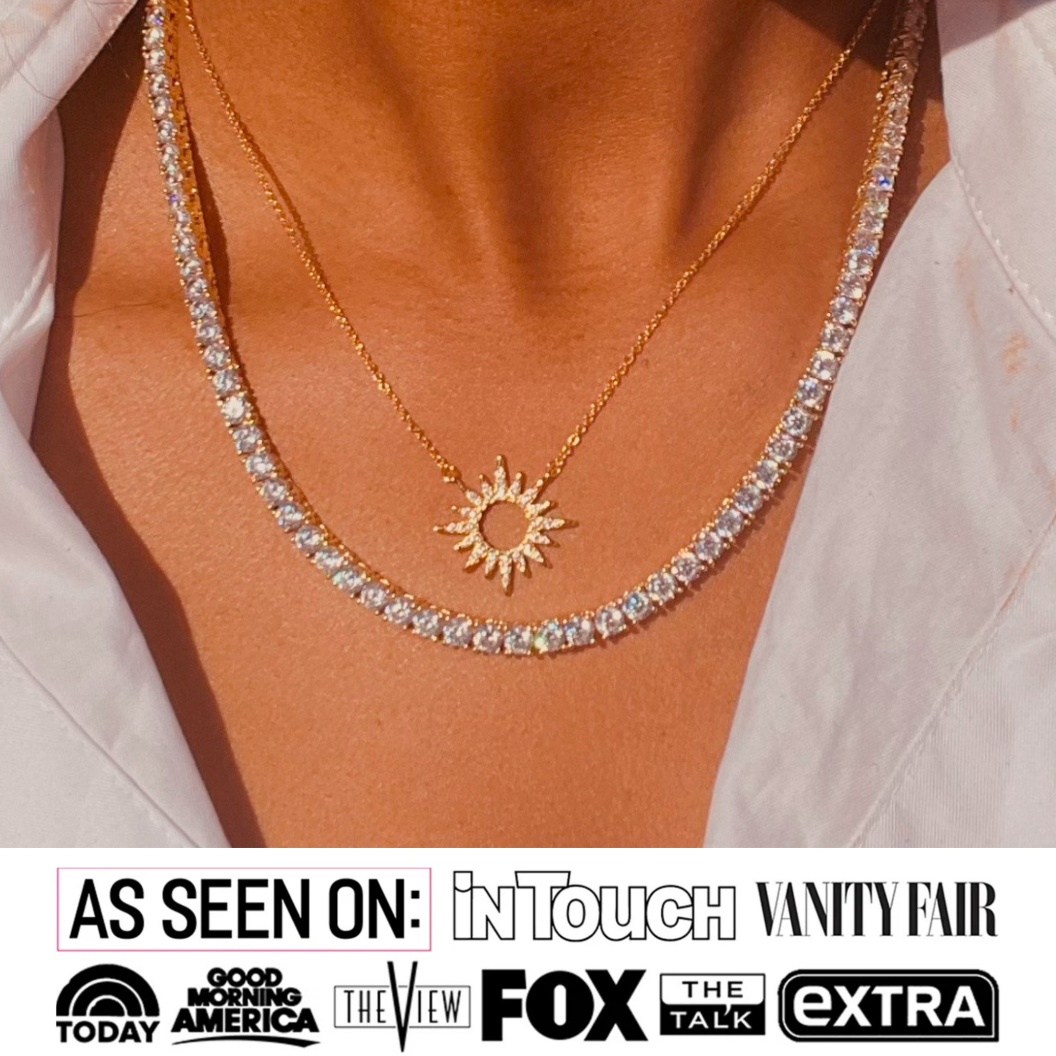 Evie 18k White Gold Plated Sun Pendant Necklace & Kindness and Light Green Bow Card