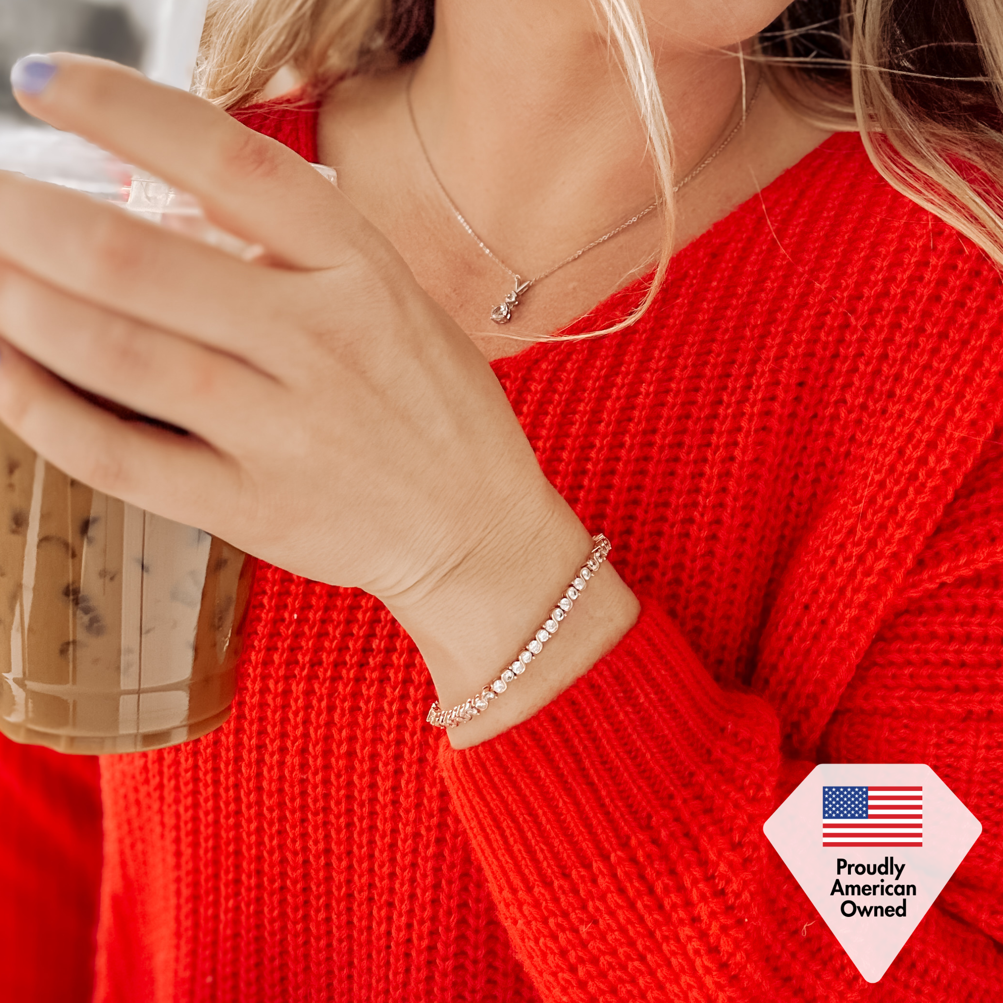 Ezra 18k White Gold Plated Infinity Tennis Bracelet with Simulated Diamond Crystals