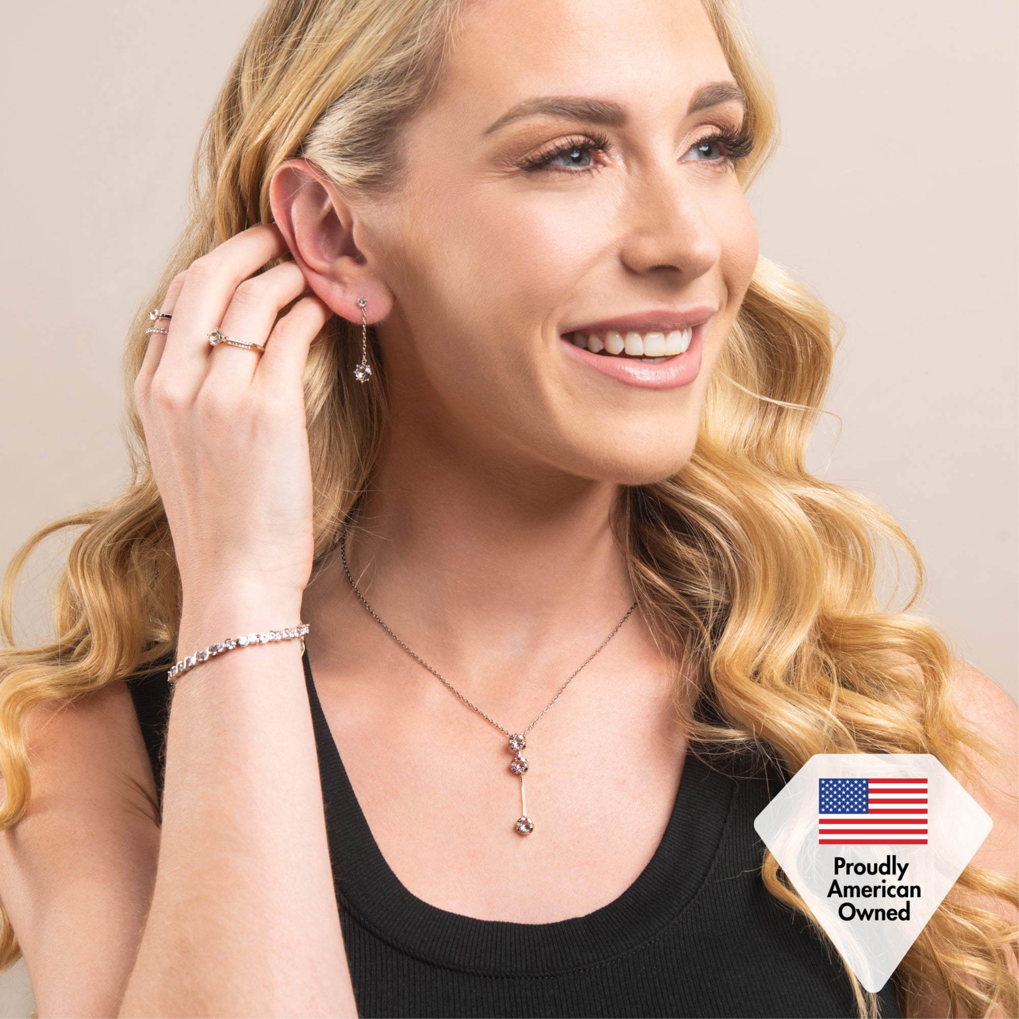 Ezra 18k White Gold Plated Infinity Tennis Bracelet with Simulated Diamond Crystals