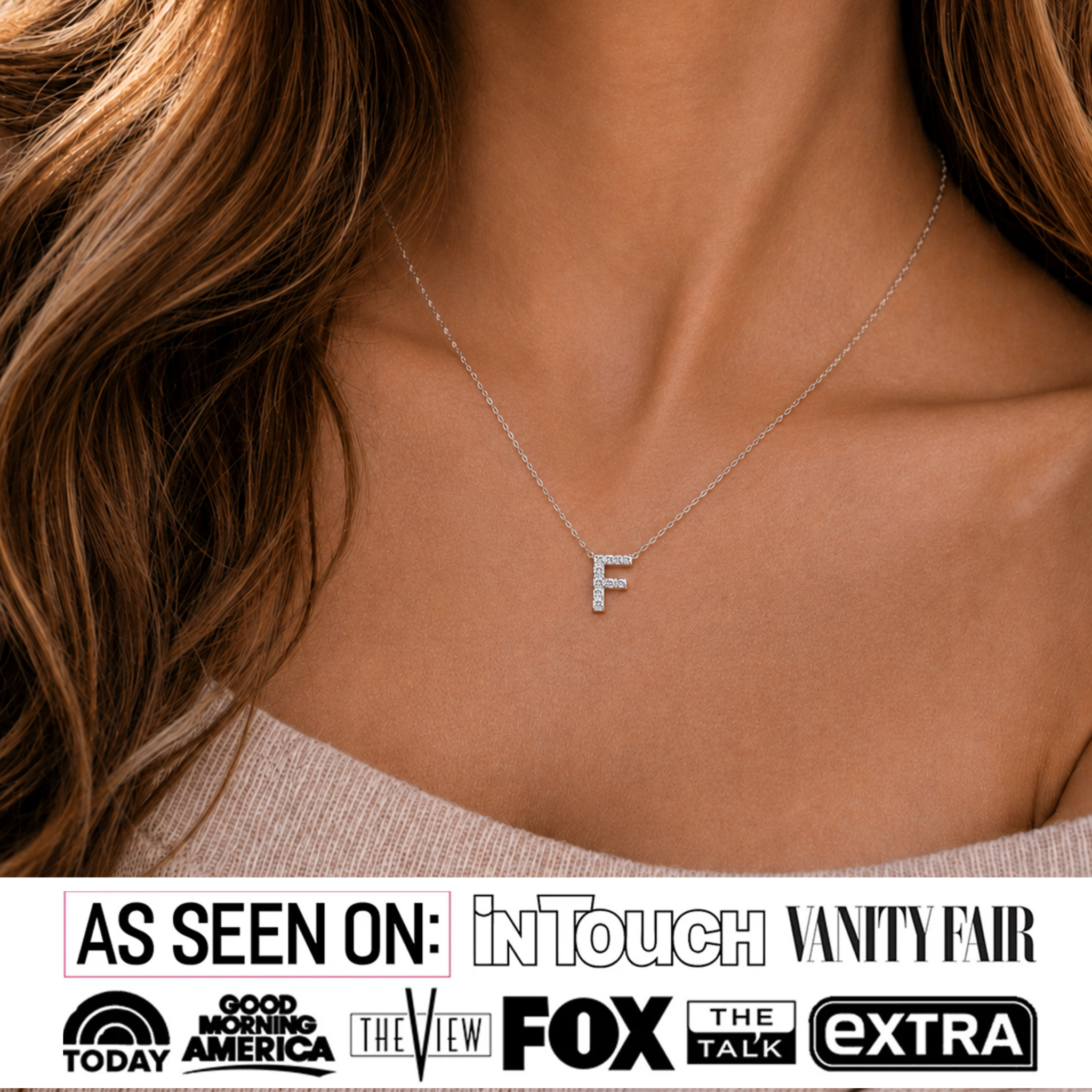 Ethereal Collection 18k White Gold Plated Initial Letter Pendant Necklace with Swarovski Crystals